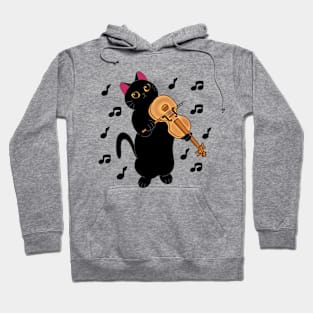 Cute Black Cat Playing Violin Hoodie